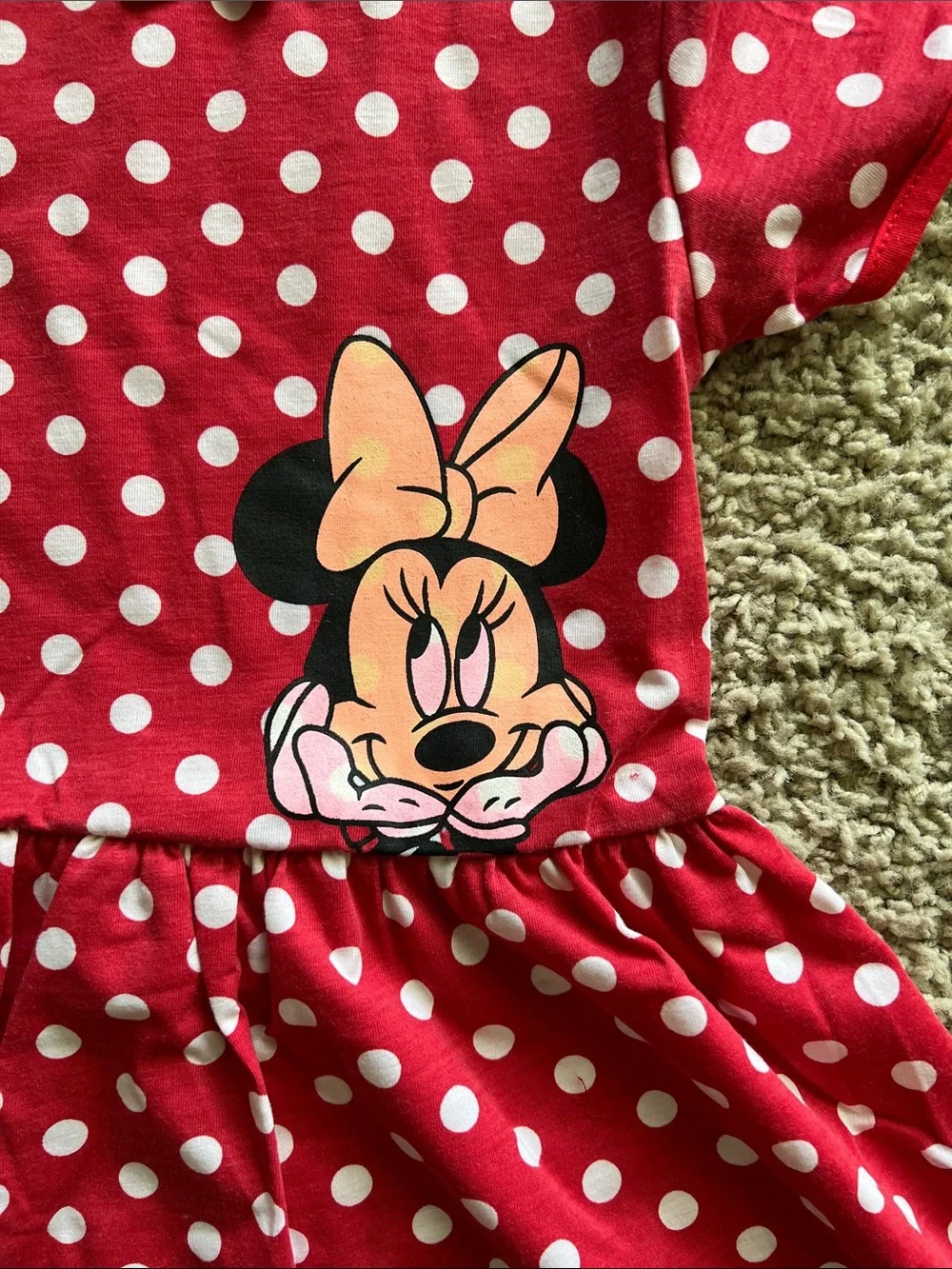 Girls' Red Polka Dot Character Short Sleeve Dress